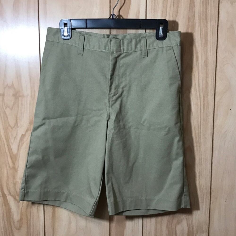 Dickies Khaki Uniform Flat Front Adjustable Waist Shorts Boys 16 Reg